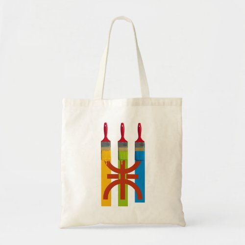 Dyeing brush paint the Amazigh flag Tote Bag