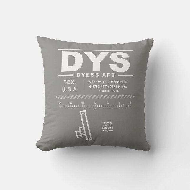 Dyess AFB Air Force Base DYS Throw Pillow (Front)