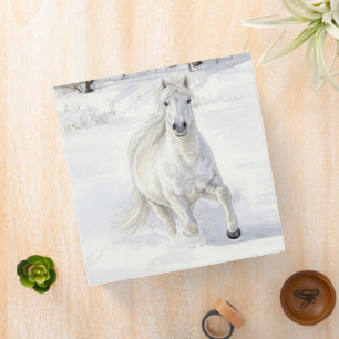 Dyfra the Icelandic Horse Galloping in Snow 3 Ring Binder