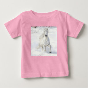 Dyfra the Icelandic Horse Galloping in Snow Baby T-Shirt