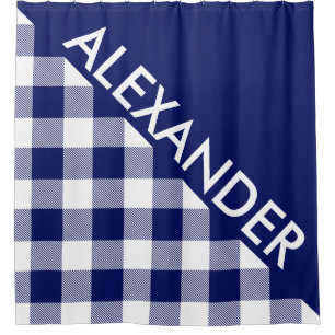 DYI Background Buffalo Navy Plaid 2 Bold Triangles Shower Curtain