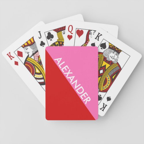 DYI Colors Red BG Hot Pink Color Block S Playing Cards