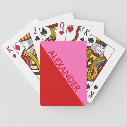 DYI Colors Red BG Hot Pink Color Block S Playing  Playing Cards