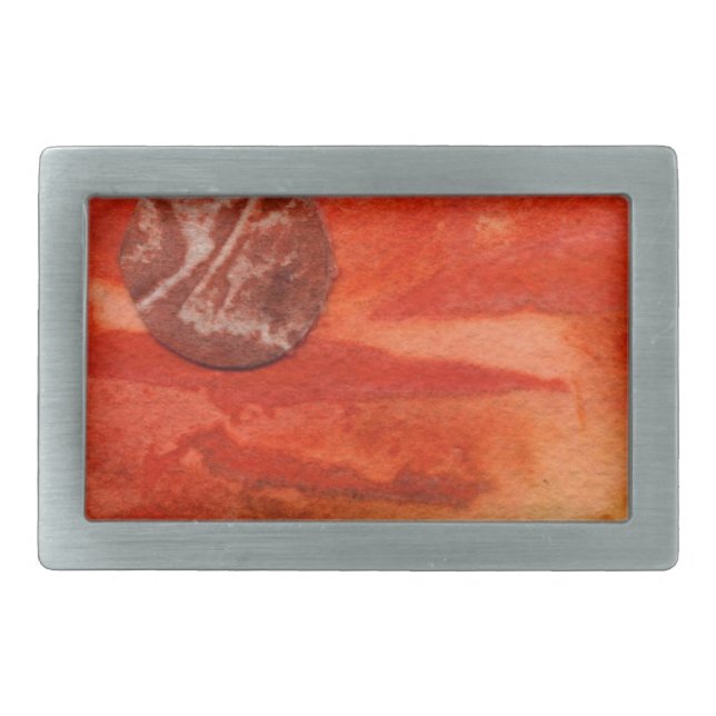 Dying sun sets over an alien planet belt buckle (Front)