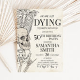 Vintage Black Skull  Halloween 50th Birthday Party Invitation