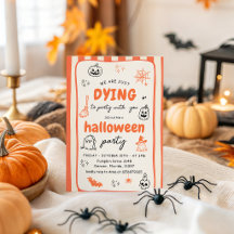 Dying To Party With You Orange Halloween Invite