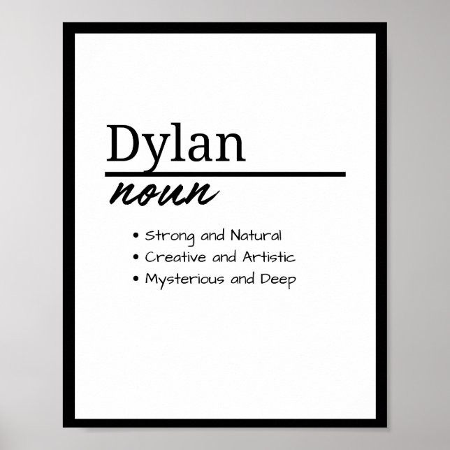 Dylan, Boy Personalized Name Definition Poster (Front)