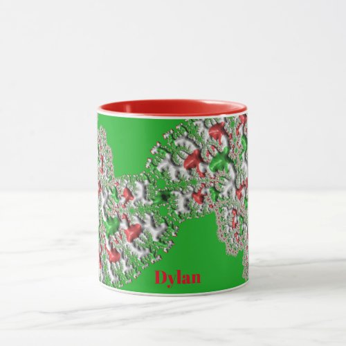 DYLAN  GLOSSY 3D Christmas Red White Green  Mug