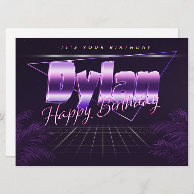 Dylan Name First name pura retro card Birthday (Front/Back)