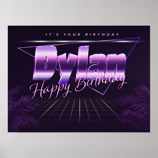 Dylan Name First Name pura retro poster Birthday (Front)