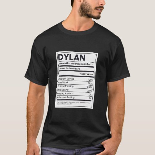 Dylan Nutrition Information Problem Solving Hard W T_Shirt