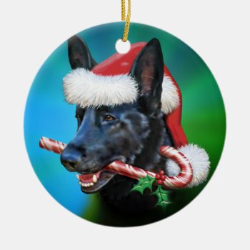 Dylan  The Black German Shepherd Ceramic Ornament by bhymer at Zazzle