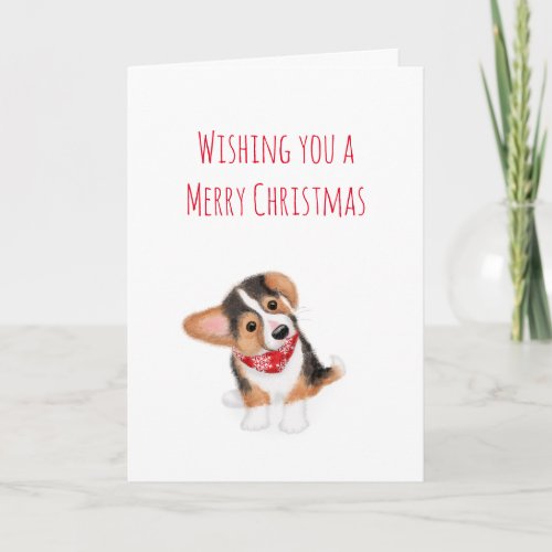 Dylan the corgi puppy Christmas card