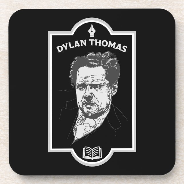Dylan Thomas Welsh Poet Beverage Coaster (Front)