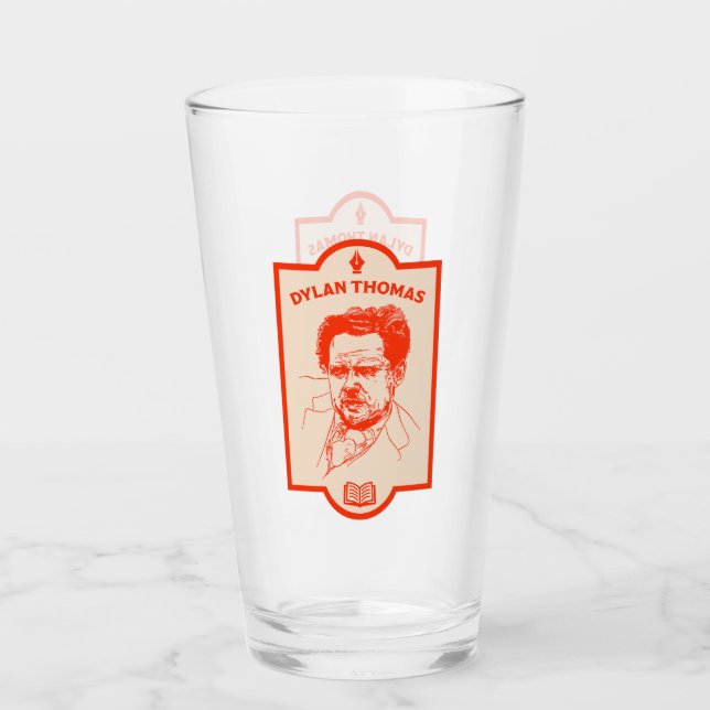 Dylan Thomas Welsh Poet Glass (Front)