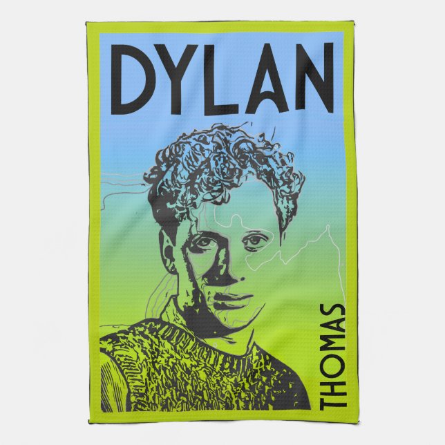 Dylan Thomas Welsh Poet Kitchen Towel (Vertical)