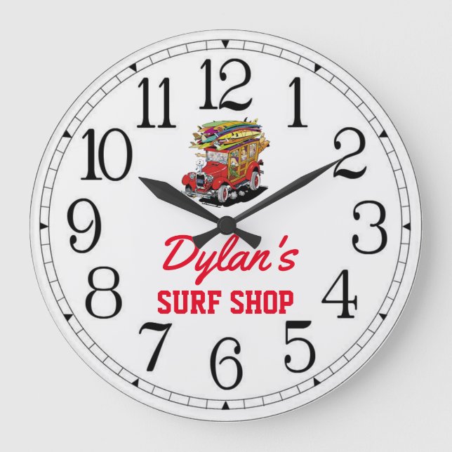 Dylan's Surf Shop Woody Large Clock (Front)
