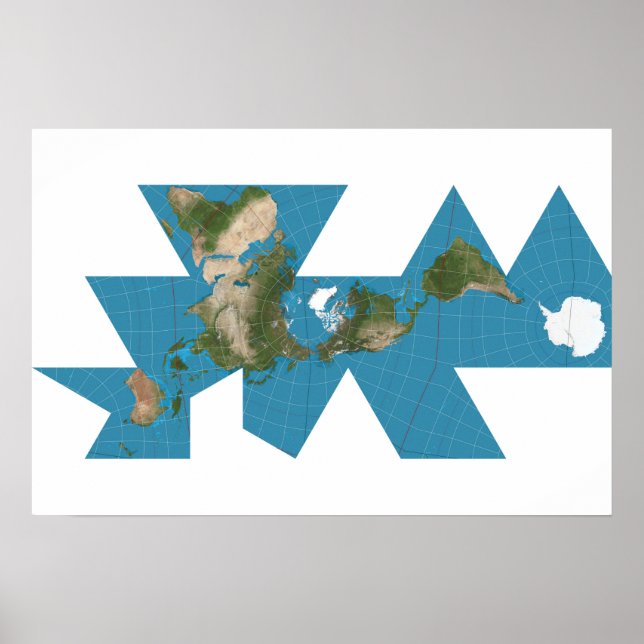Dymaxion world map or Fuller world map projection Poster (Front)