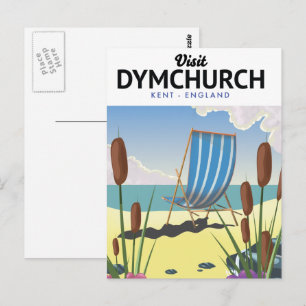 Dymchurch Kent seaside travel poster Postcard