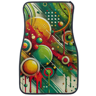 Dynamic Abstract Artwork with Colorful Circles Car Floor Mat