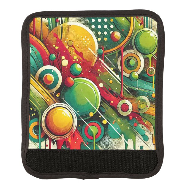 Dynamic Abstract Artwork with Colorful Circles Luggage Handle Wrap (Front)