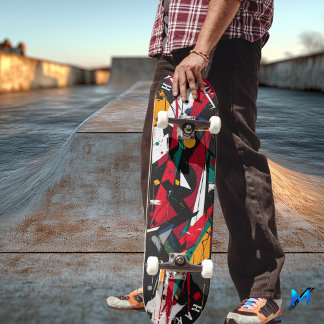 Dynamic Abstract - Bold Geometric Expressionist Skateboard