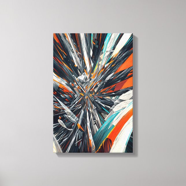 Dynamic Abstract Burst – Geometric Explosion Art Canvas Print (Front)
