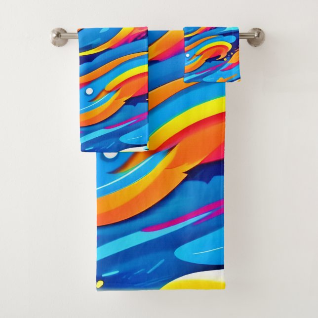 Dynamic Abstract Colorful Expression Bath Towel Set (Insitu)