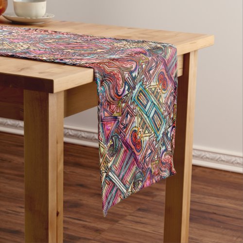 Dynamic_Abstract Geometric Pattern Short Table Runner