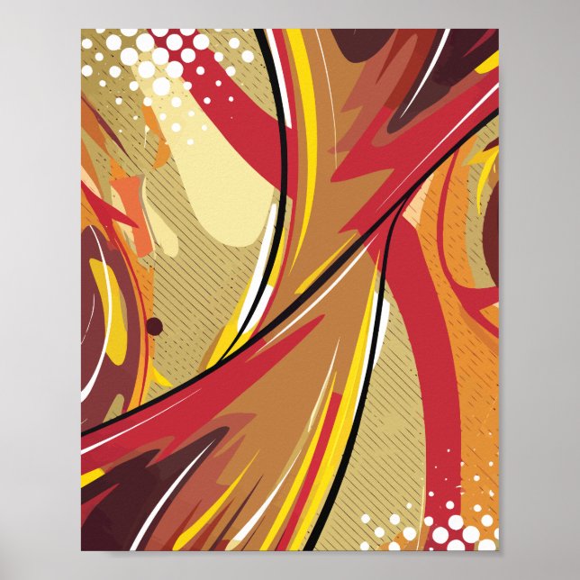 Dynamic Abstract in Warm Tones Poster (Front)