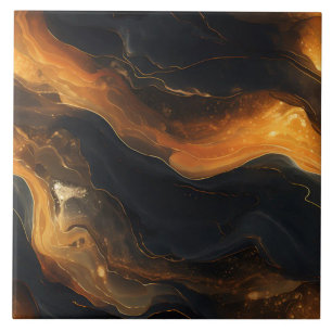 Dynamic Abstract Lava Flow Ceramic Tile