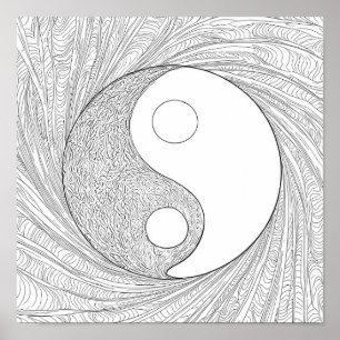 Dynamic Abstract Line Art: Flowing Energy Yin Yang Poster