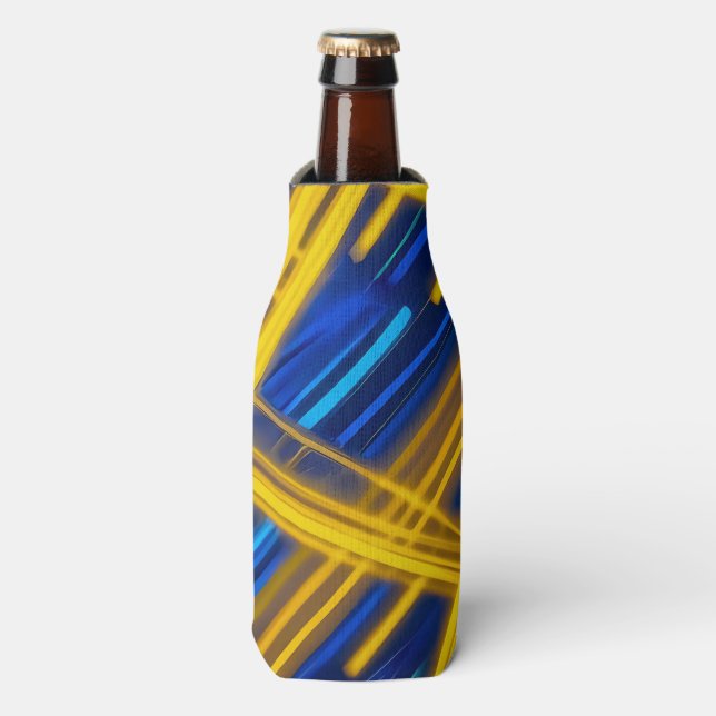 Dynamic Abstract Neon Light Speed Chaotic Tech Bottle Cooler (Bottle Front)