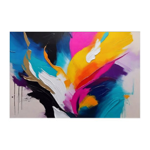 Dynamic Abstract Oil Painting, Thick Brush Strokes Acrylic Print