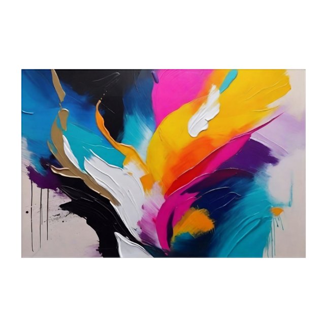 Dynamic Abstract Oil Painting, Thick Brush Strokes Acrylic Print (Front)