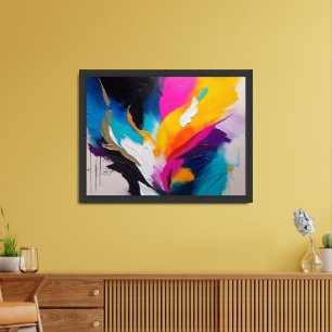 Dynamic Abstract Oil Painting, Thick Brush Strokes Framed Art