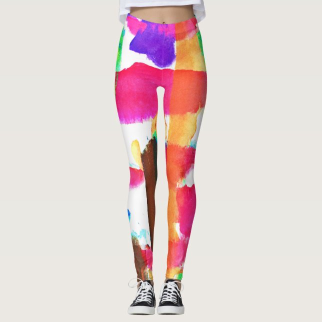 Dynamic Abstract Pattern in Art Leggings (Front)