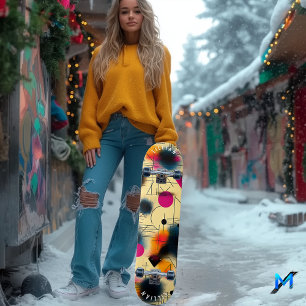 Dynamic Abstract Shapes with Geometric Patterns Skateboard