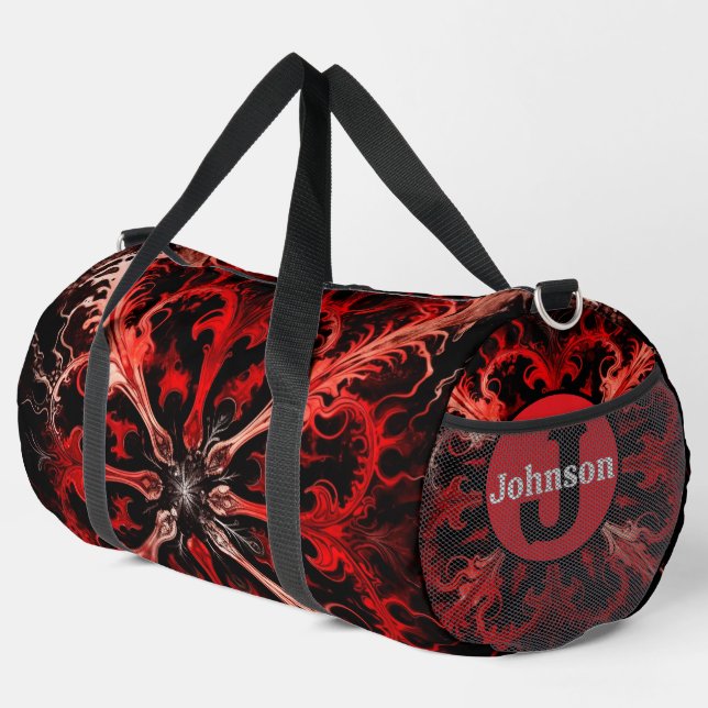 Dynamic Abstract Sport Gear Monogram Personalized Duffle Bag (Right Corner)