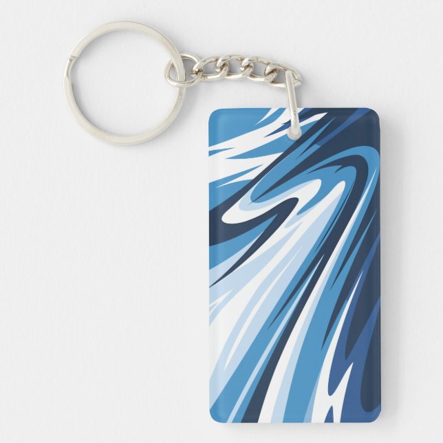Dynamic Abstract Wave in Blue Hues Keychain (Front)