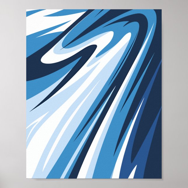 Dynamic Abstract Wave in Blue Hues Poster (Front)