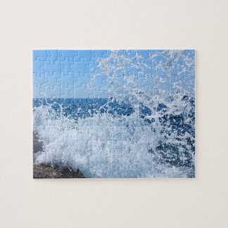 Dynamic Adriatic Sea Splash in Petrovac Montenegro Jigsaw Puzzle
