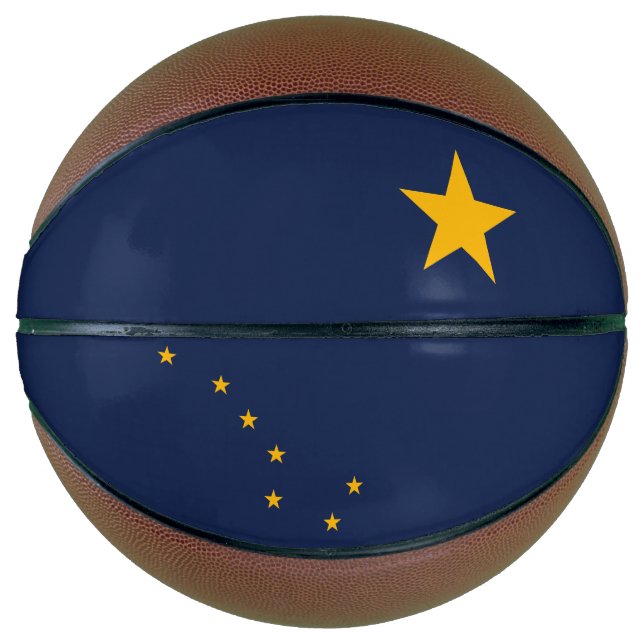 Dynamic Alaska State Flag Graphic on a Basketball (Front)
