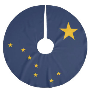 Dynamic Alaska State Flag Graphic on a Brushed Polyester Tree Skirt