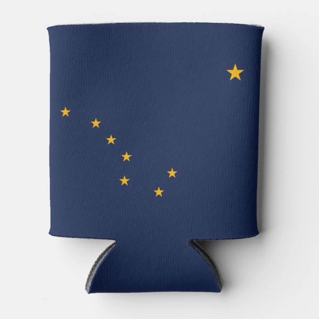 Dynamic Alaska State Flag Graphic on a Can Cooler (Front)