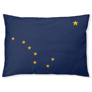 Dynamic Alaska State Flag Graphic on a Pet Bed