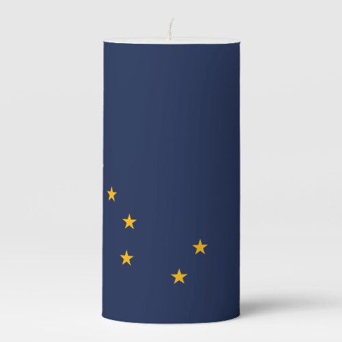 Dynamic Alaska State Flag Graphic on a Pillar Candle