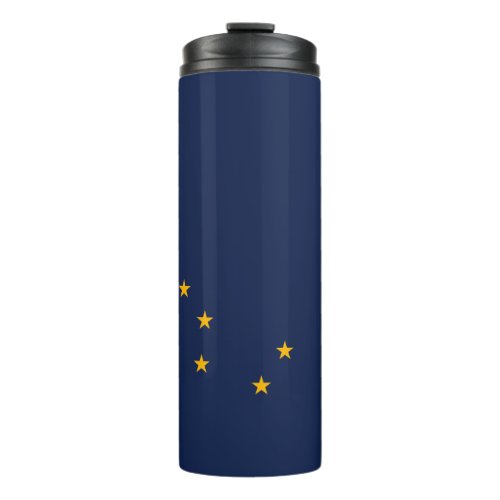 Dynamic Alaska State Flag Graphic on a Thermal Tumbler