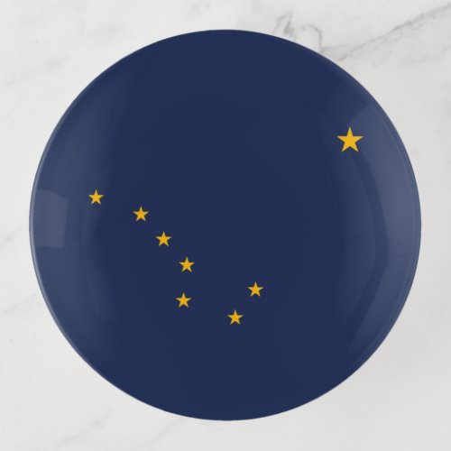Dynamic Alaska State Flag Graphic on a Trinket Tray