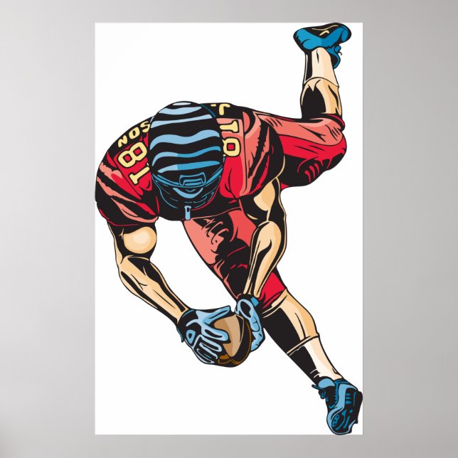Dynamic American Football Player Touchdown  Poster (Front)